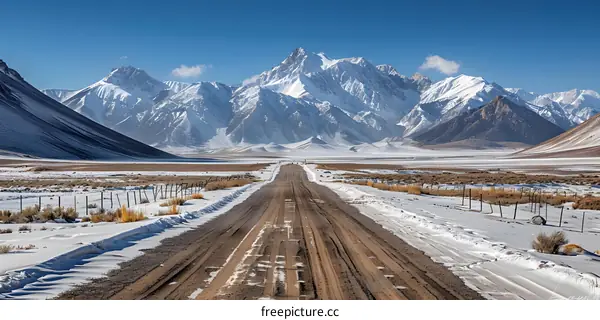 Snowy Road to the Mountains