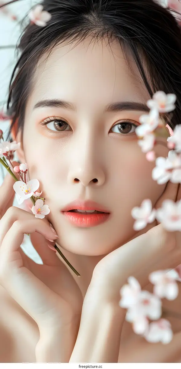 Woman with Cherry Blossoms