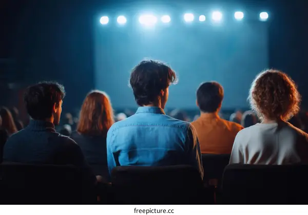 Audience Watching a Presentation in a Cinema Hall