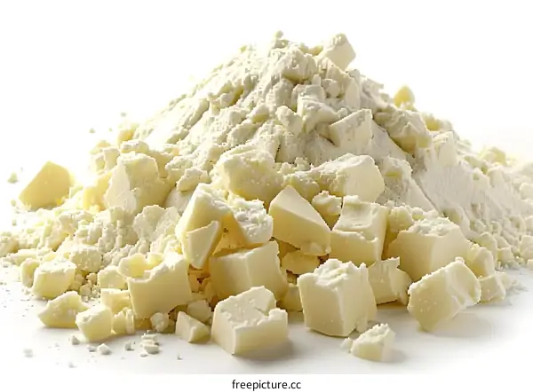 Heap of Whey Protein Powder and White Chocolate Chunks
