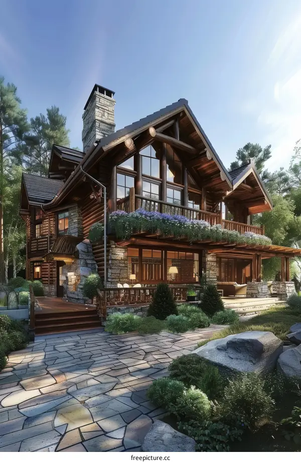 Luxury Wooden Log Cabin Exterior Design