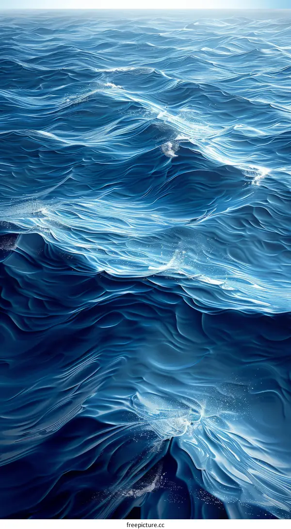 Tranquil Deep Blue Ocean Surface with Gentle Waves
