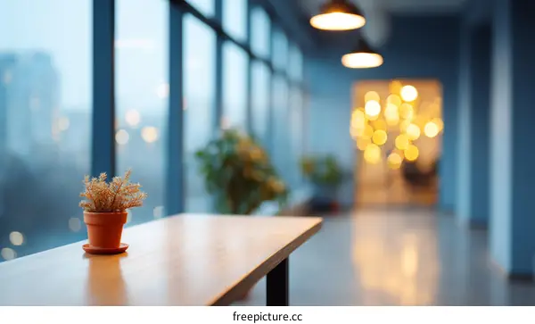 Modern Office Interior with Plant