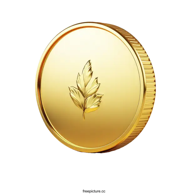 [Transparent Background PNG]Golden Leaf Coin Illustration
