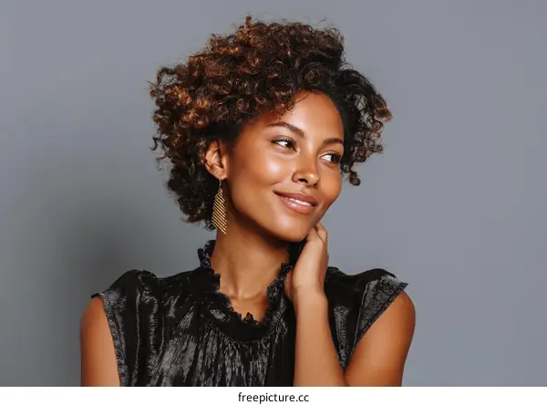 Portrait of a Black Woman with Curly Hair