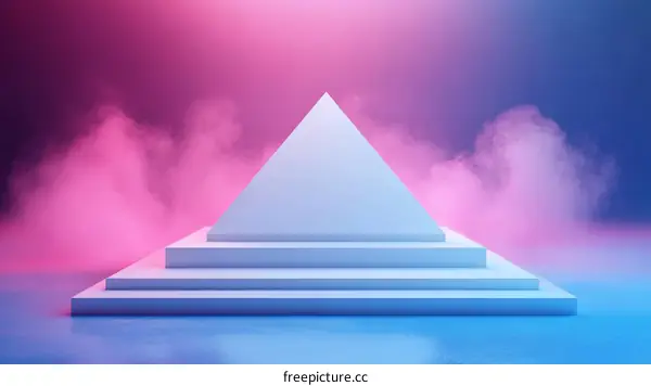 Abstract Geometric Product Display with Neon Lighting