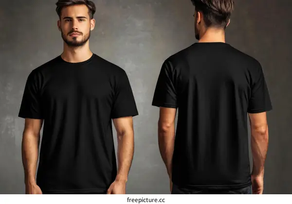 Blank Black T-Shirt Mockup Front and Back