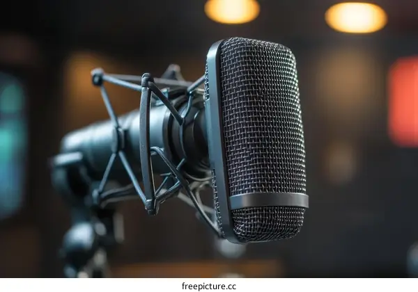 Close-up Studio Microphone Recording Equipment