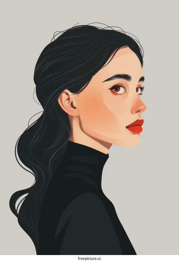 portrait of a young woman with long black hair