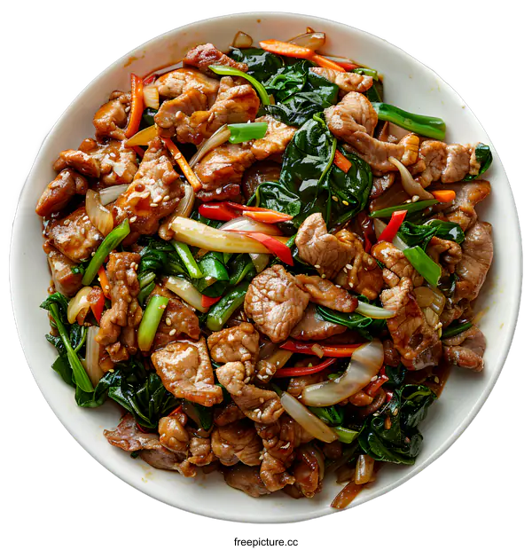 [Transparent Background PNG]Pork Stir Fry with Vegetables