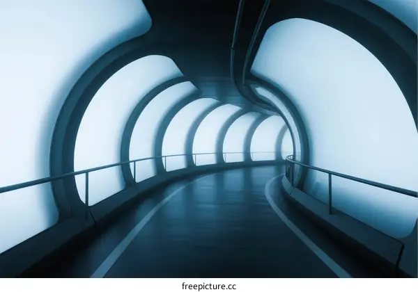 Modern Curved Architecture with Bright Interior Lighting Design