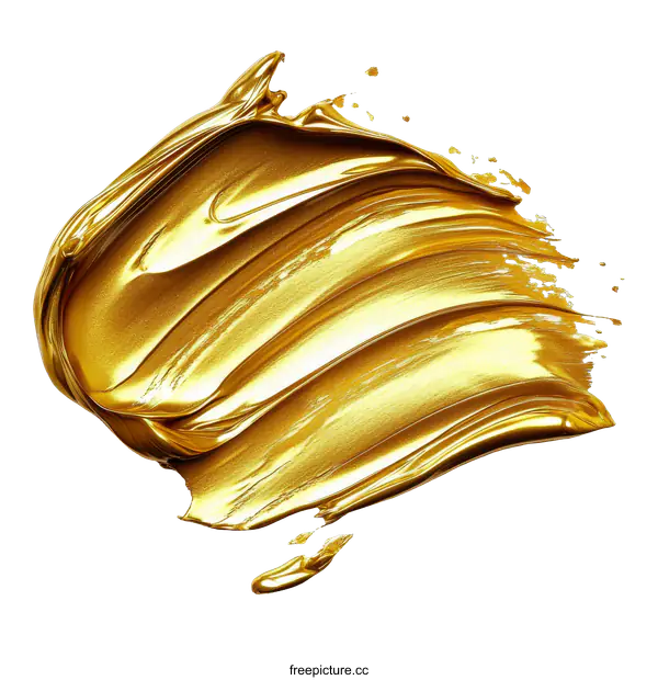 [Transparent Background PNG]Gold Paint Stroke Abstract Art