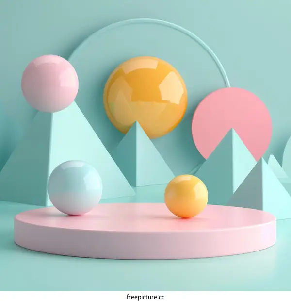 3D rendering of geometric shapes with pastel colors