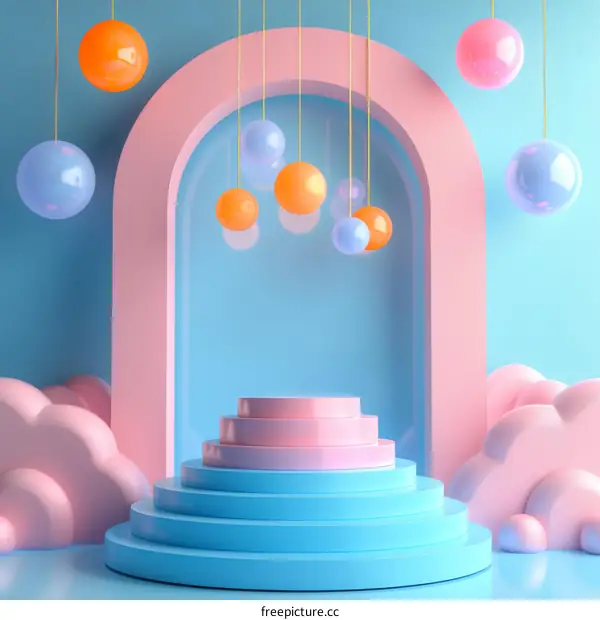 Pastel Colors Display Podium Illustration