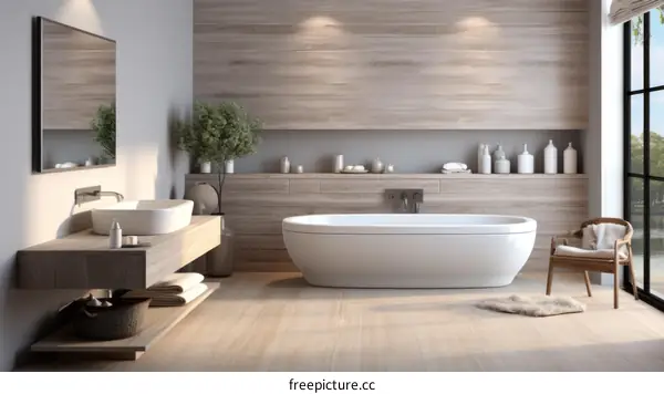 Bathroom interior with natural materials