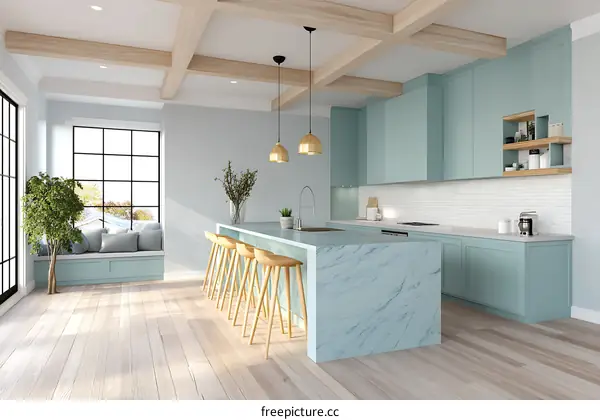 Modern Light Blue Kitchen Interior Design