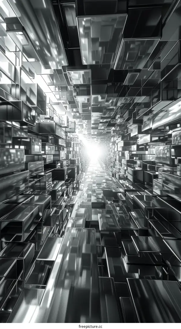 Abstract Black and White Tunnel Rendering