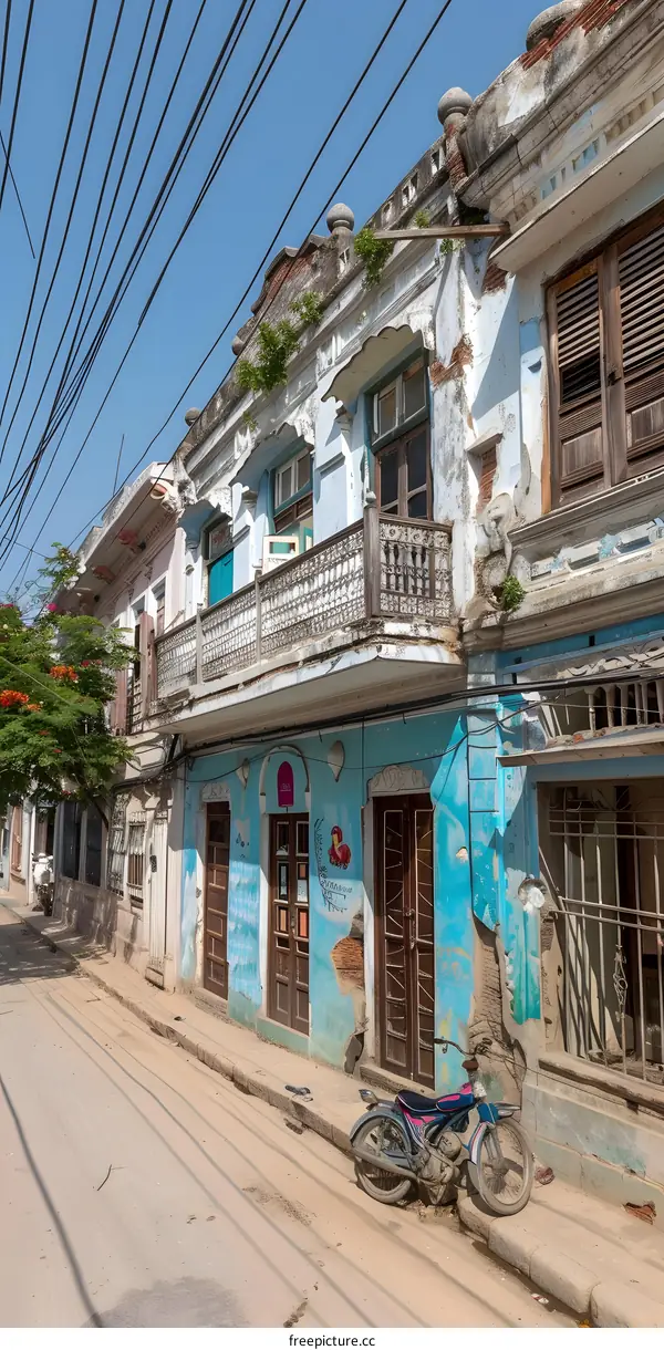 Old Buildings on a Narrow Street in Cuba