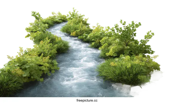 [Transparent Background PNG]Nature River Landscape Illustration