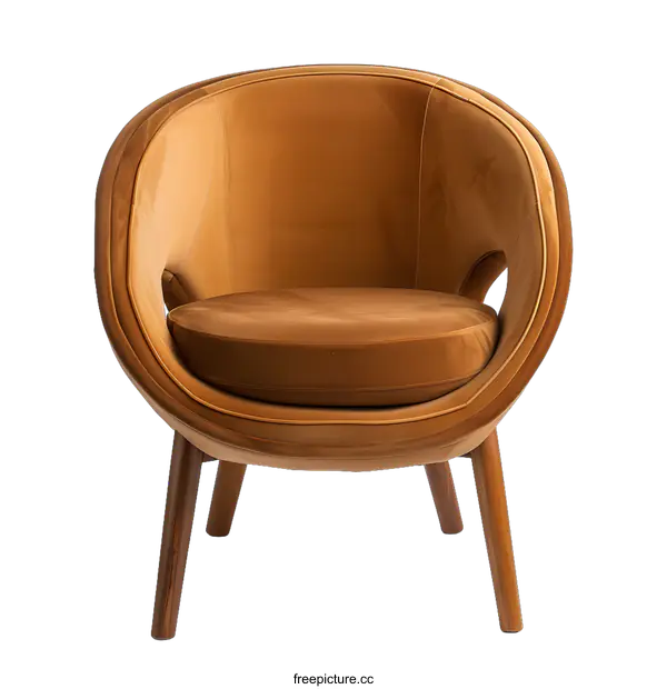 [Transparent Background PNG]Modern Brown Velvet Egg Shaped Chair
