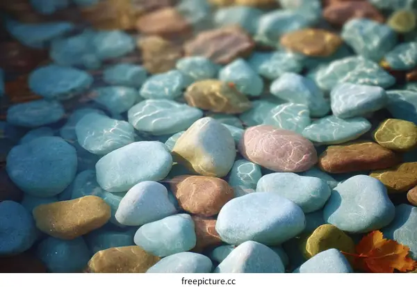 Colorful Pebbles Under Clear Water
