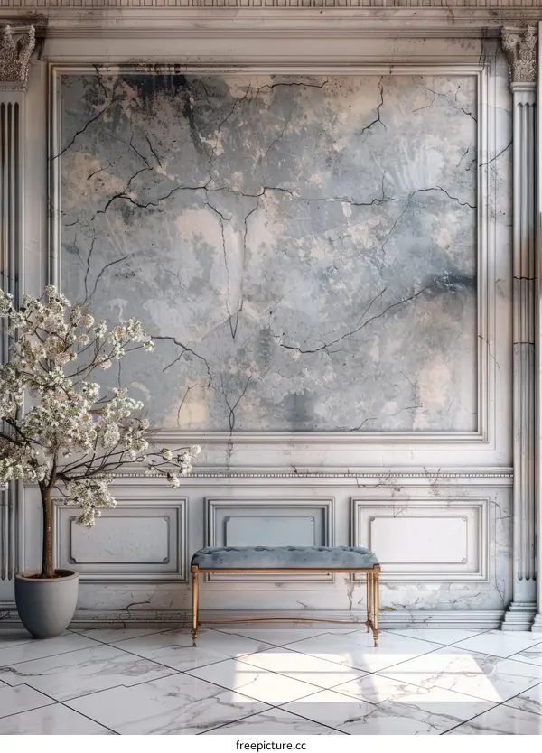 Elegant Interior Design with Decorative Wall and Bench