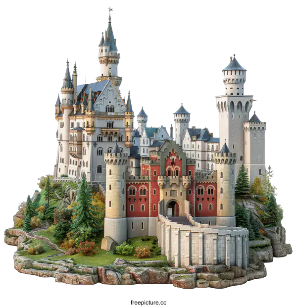 [Transparent Background PNG]Neuschwanstein Castle is a 19th-century palace in Bavaria, Germany