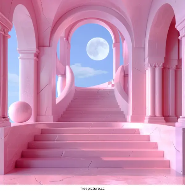 Pink Palace Stairs to the Moon