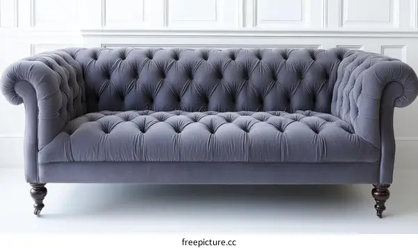 Elegant Grey Velvet Chesterfield Sofa