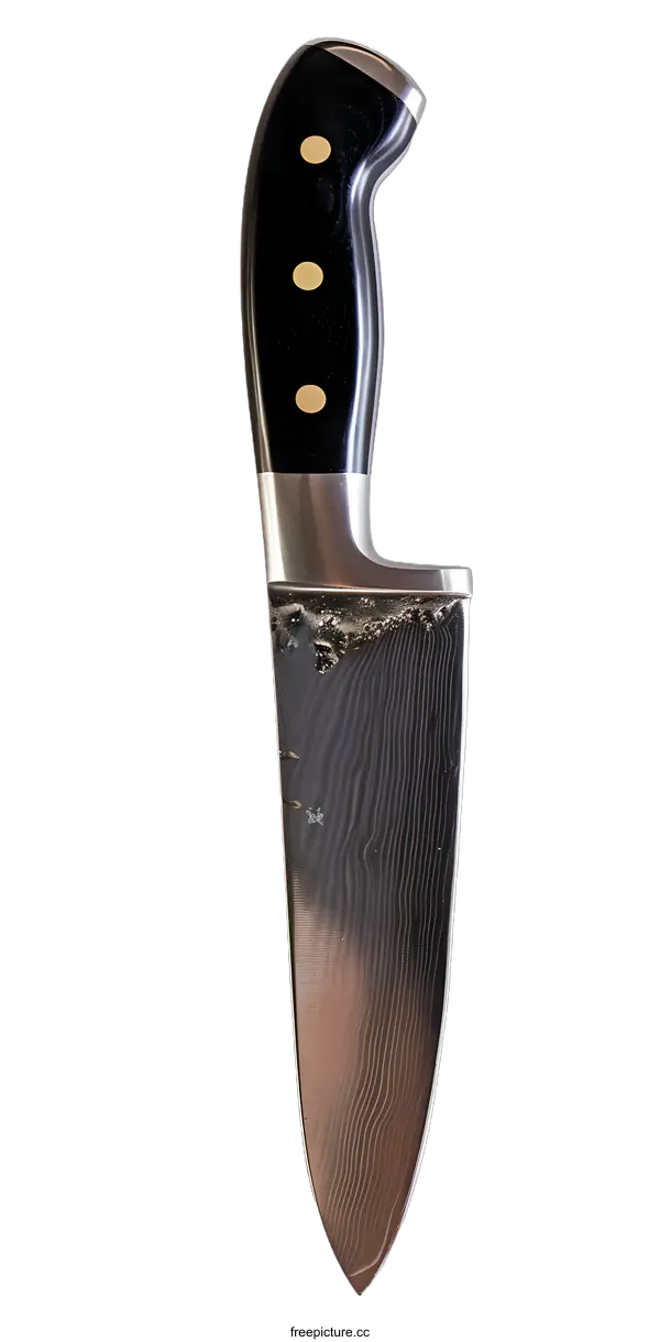 [Transparent Background PNG]Close Up Of A Sharp Damascus Kitchen Knife