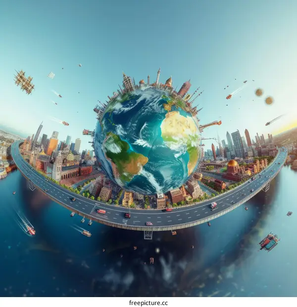 Amazing photo of Earth surrounded by various cityscapes.