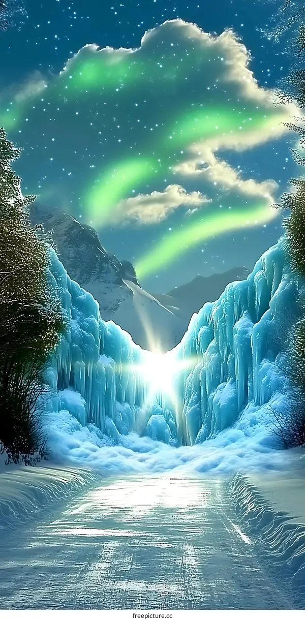 Winter Wonderland with Aurora Borealis