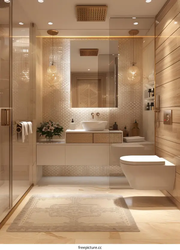 Modern Luxury Beige Bathroom Interior Design