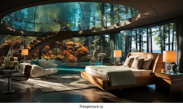 futuristic underwater bedroom interior design