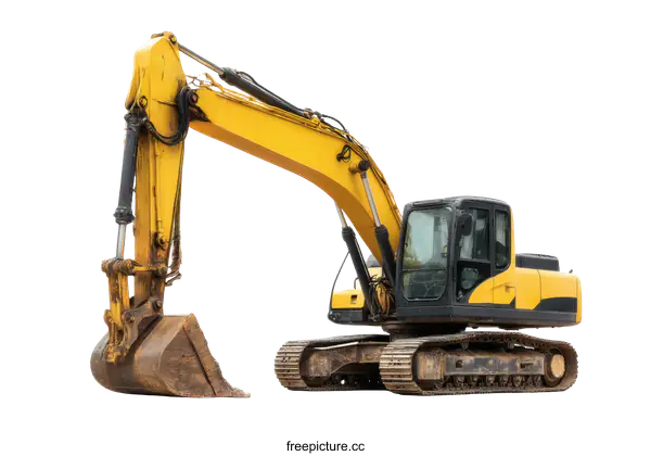 [Transparent Background PNG]Yellow Excavator on White Background