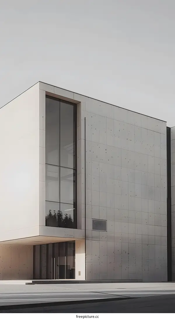 Modern Concrete Building with Large Windows