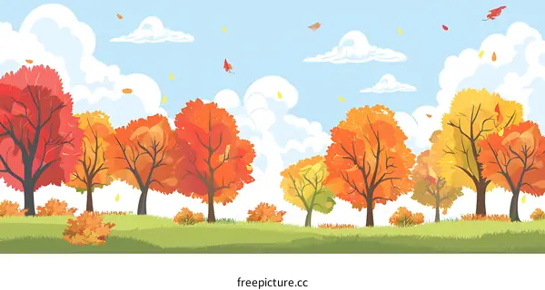 Autumn Landscape with Colorful Trees