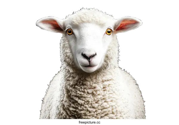 [Transparent Background PNG]Closeup Portrait of a White Sheep