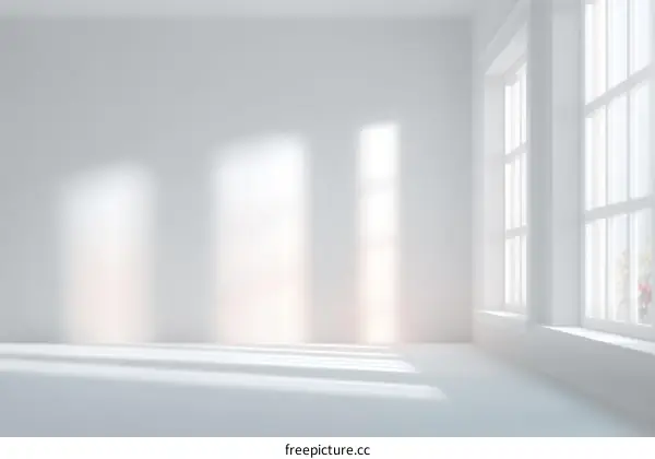 Empty White Room with Sunlight and Shadows