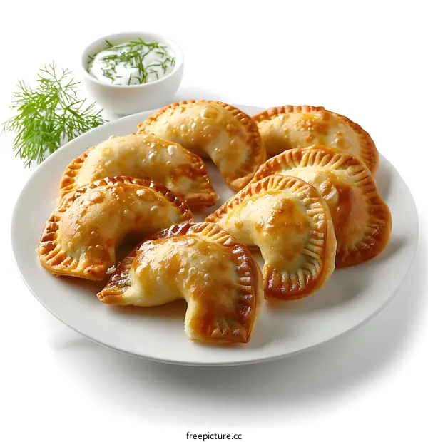 Plate of Delicious Empanadas on White Background