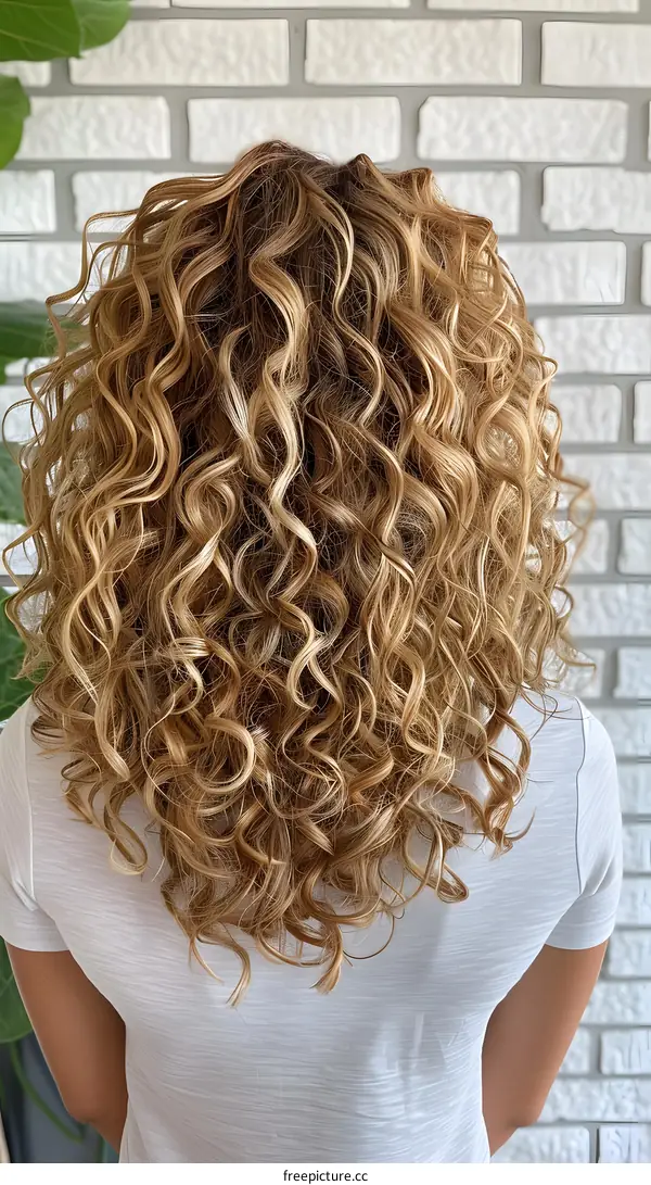 portrait of blonde woman with curly hair
