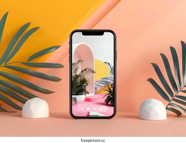 Smartphone Mockup with Minimalist Background