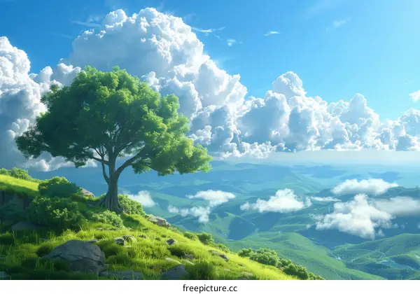 Lonely Tree on Top of the Mountain