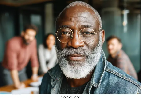 Focused Senior Black Man in Business Meeting