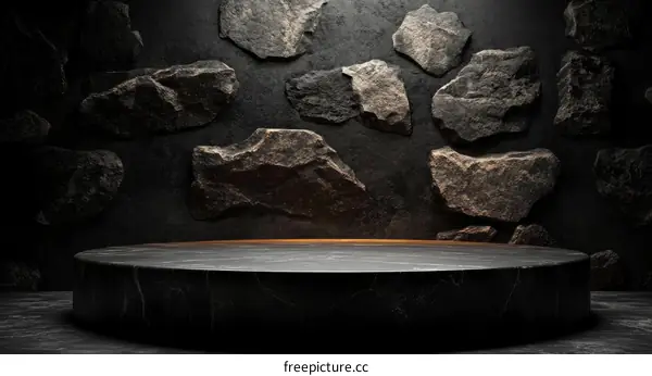 Dark Stone Wall Product Display Marble Podium