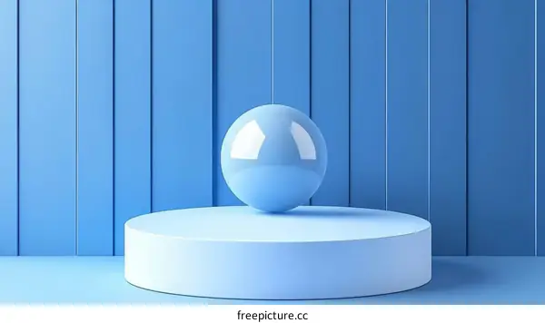 Abstract Light Blue Geometric Sphere Display