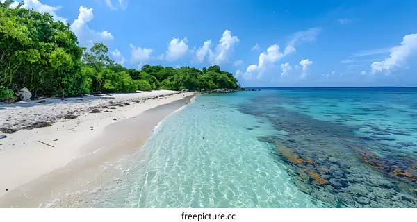 Beautiful beach with white sand and crystal clear water