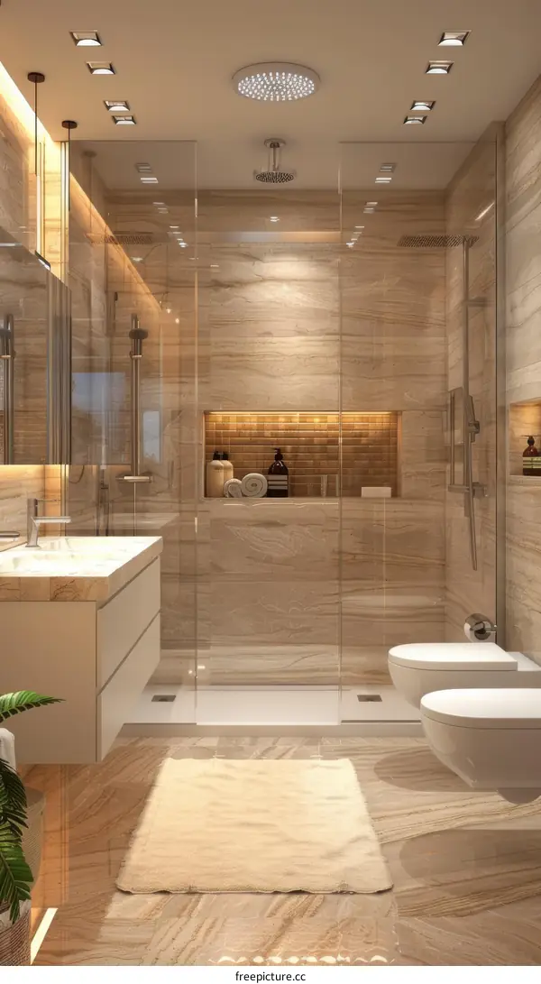 Modern Bathroom Interior Design with Natural Stone