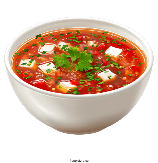 [Transparent Background PNG]Bowl of hot tomato soup