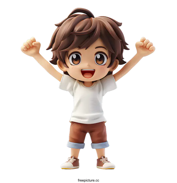 [Transparent Background PNG]Happy Cartoon Boy Cheering